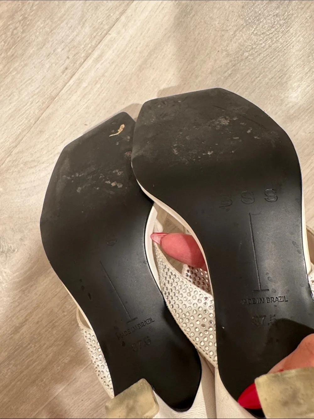 White Rhinestone Thong Heel Sandals - Women's Elegant Dress Heels